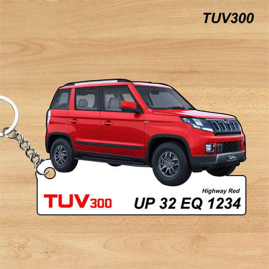 TUV300 - Personalized Mahindra Car Keychain - Wood, Acrylic, Metal Printed