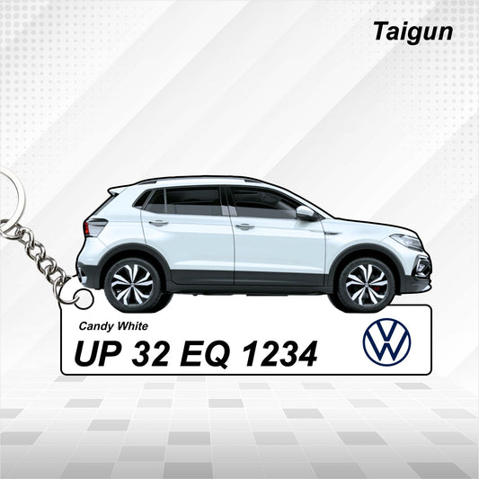 Taigun - Personalized Volkswagen Car Keychain - Wood, Acrylic, Metal Printed