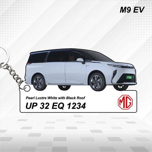 M9 EV - Personalized MG Car Keychain - Wood, Acrylic, Metal Printed