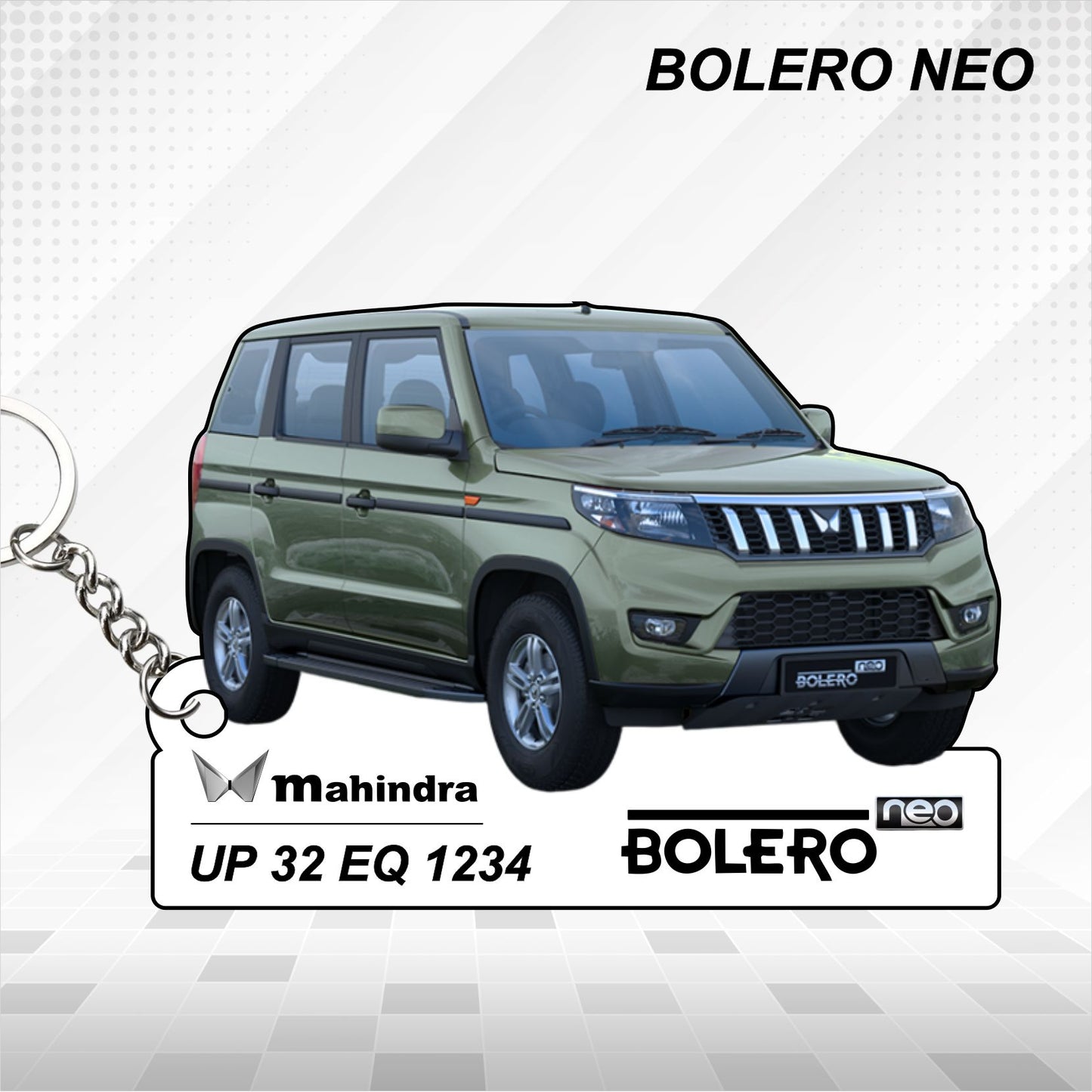 Bolero Neo [2022-2025] - Personalized Mahindra Car Keychain - Wood, Acrylic, Metal Printed