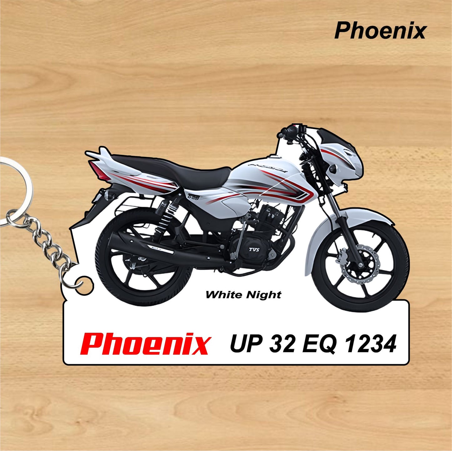 Phoenix - Personalized TVS Keychain - Wood, Acrylic, Metal Printed