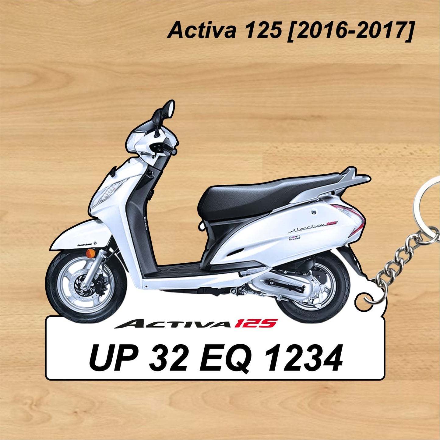 Activa 125 [2016-2017] - Personalized Honda Keychain - Wood, Acrylic, Metal Printed
