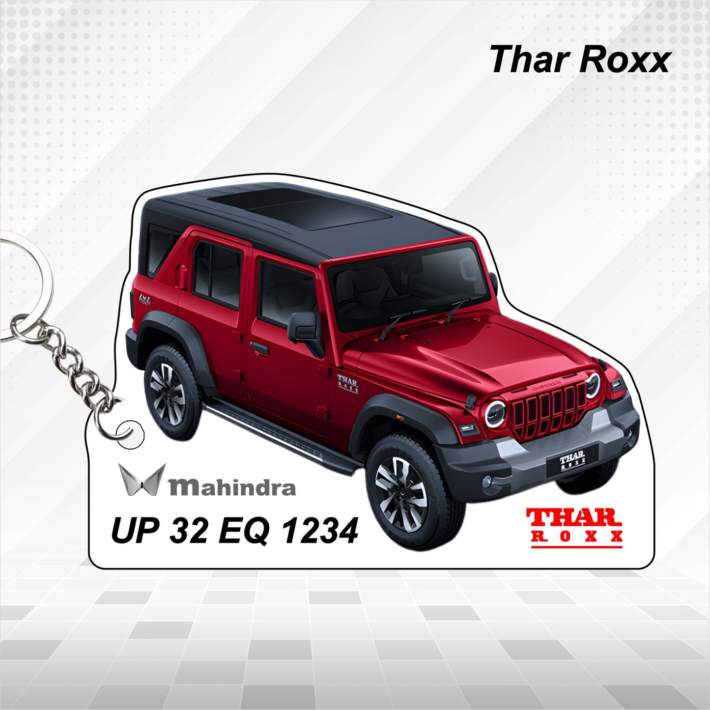 Thar Roxx - Personalized Mahindra Car Keychain - Wood, Acrylic, Metal Printed