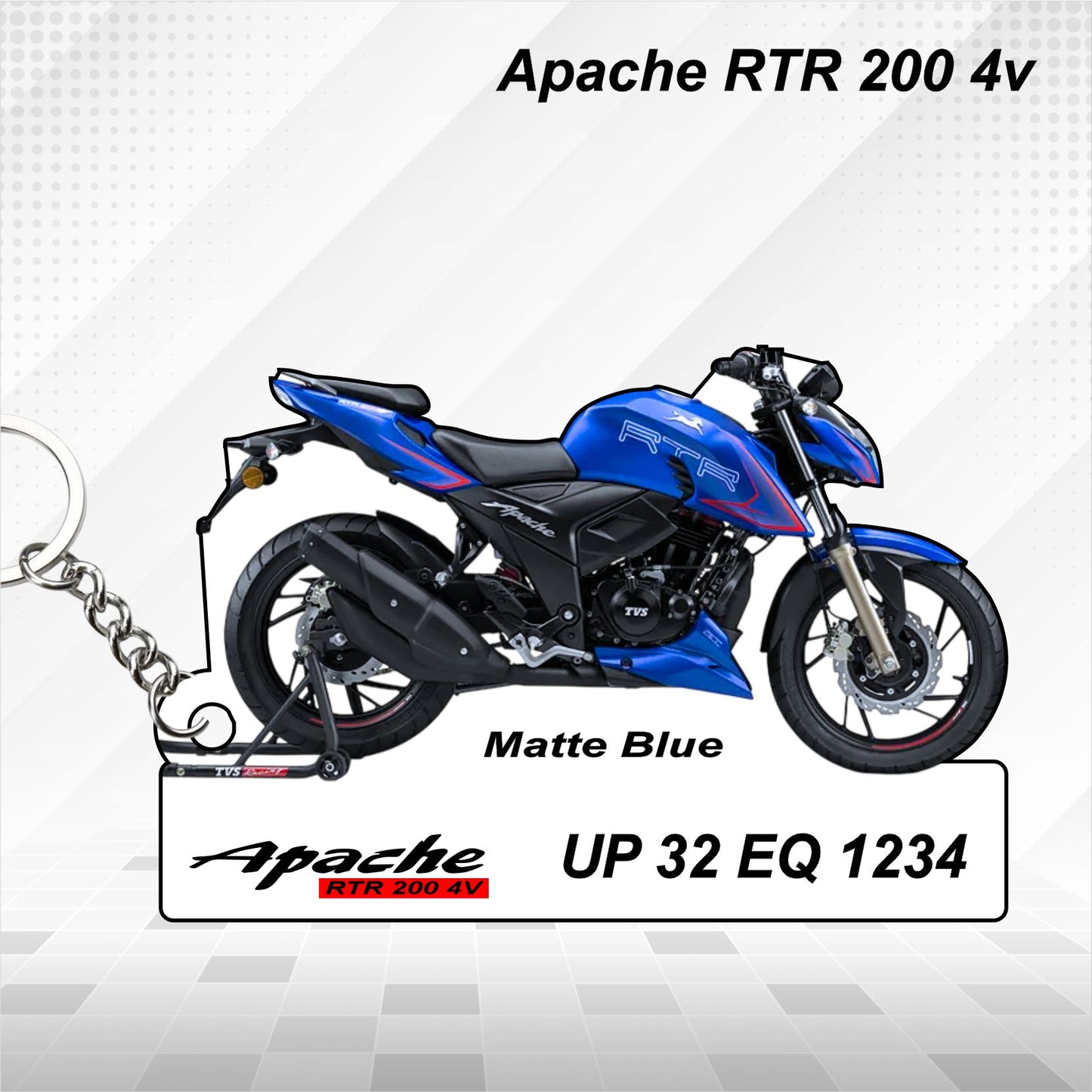 Apache RTR 200 4v - Personalized TVS Keychain - Wood, Acrylic, Metal Printed