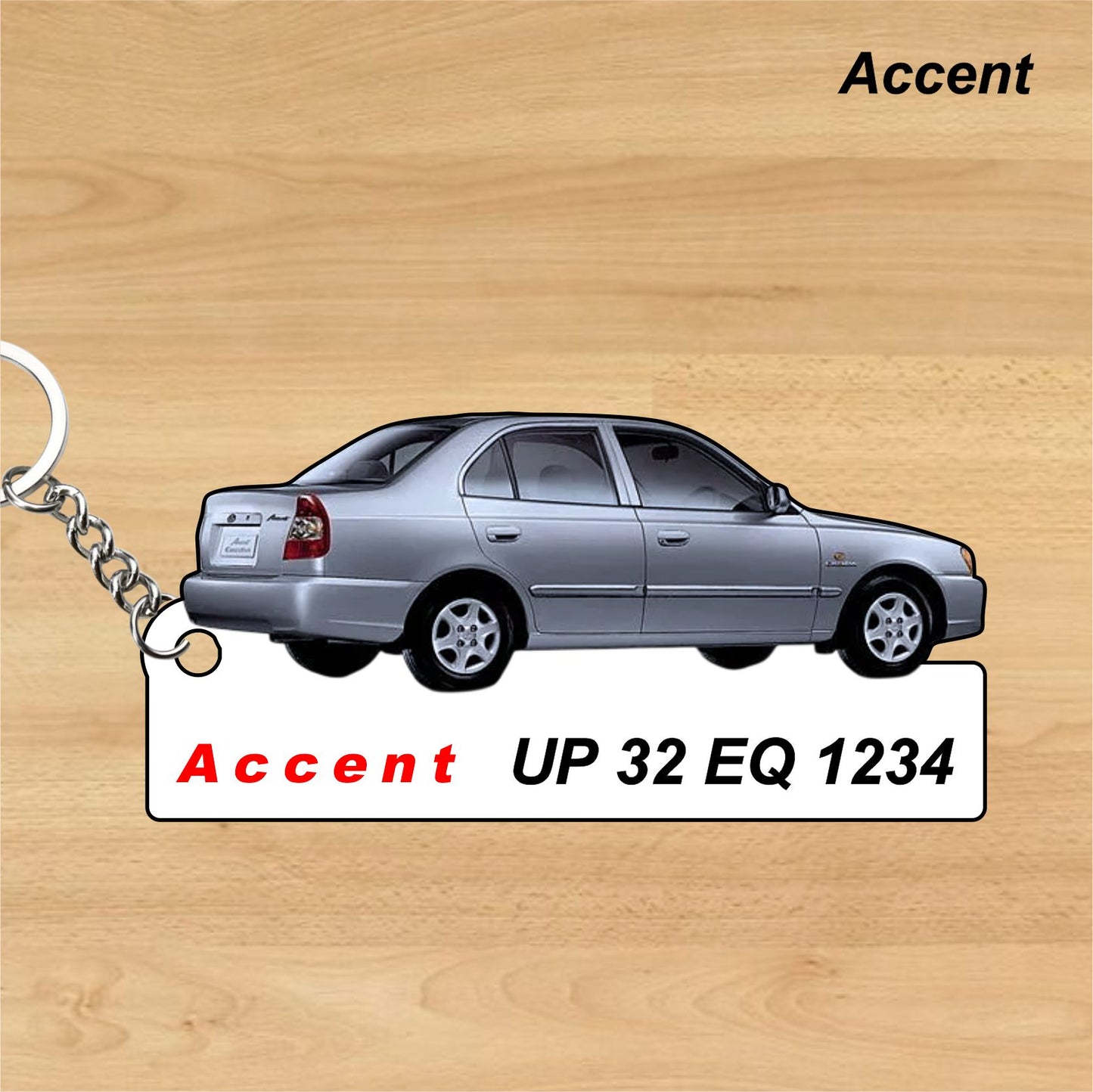 Accent - Personalized Hyundai Car Keychain - Wood, Acrylic, Metal Printed