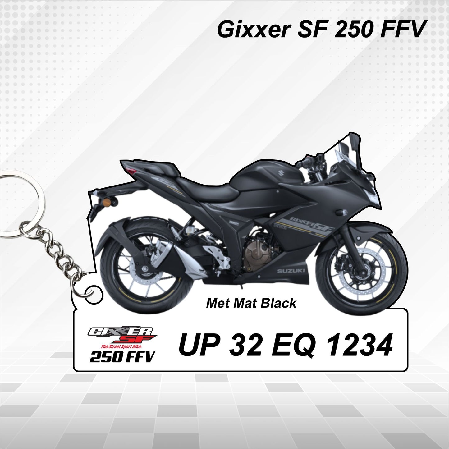 Gixxer SF 250 FFV - Personalized Suzuki Keychain - Wood, Acrylic, Metal Printed