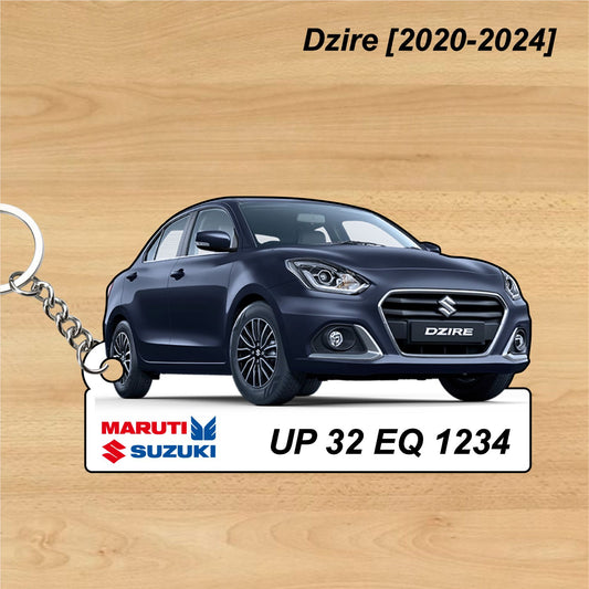 Dzire [2020-2024] - Personalized  Maruti Suzuki Keychain - Wood, Acrylic, Metal Printed