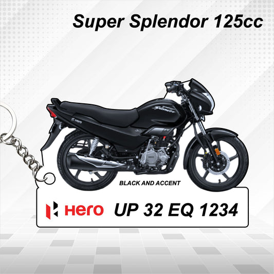 Hero Super Splendor 125cc - Personalized Hero Keychain - Wood, Acrylic, Metal Printed