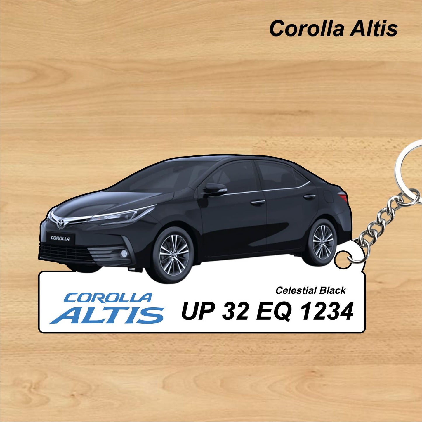 Corolla Altis - Personalized Toyota Keychain - Wood, Acrylic, Metal Printed