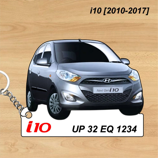 i10 [2010-2017] - Personalized Hyundai Car Keychain - Wood, Acrylic, Metal Printed
