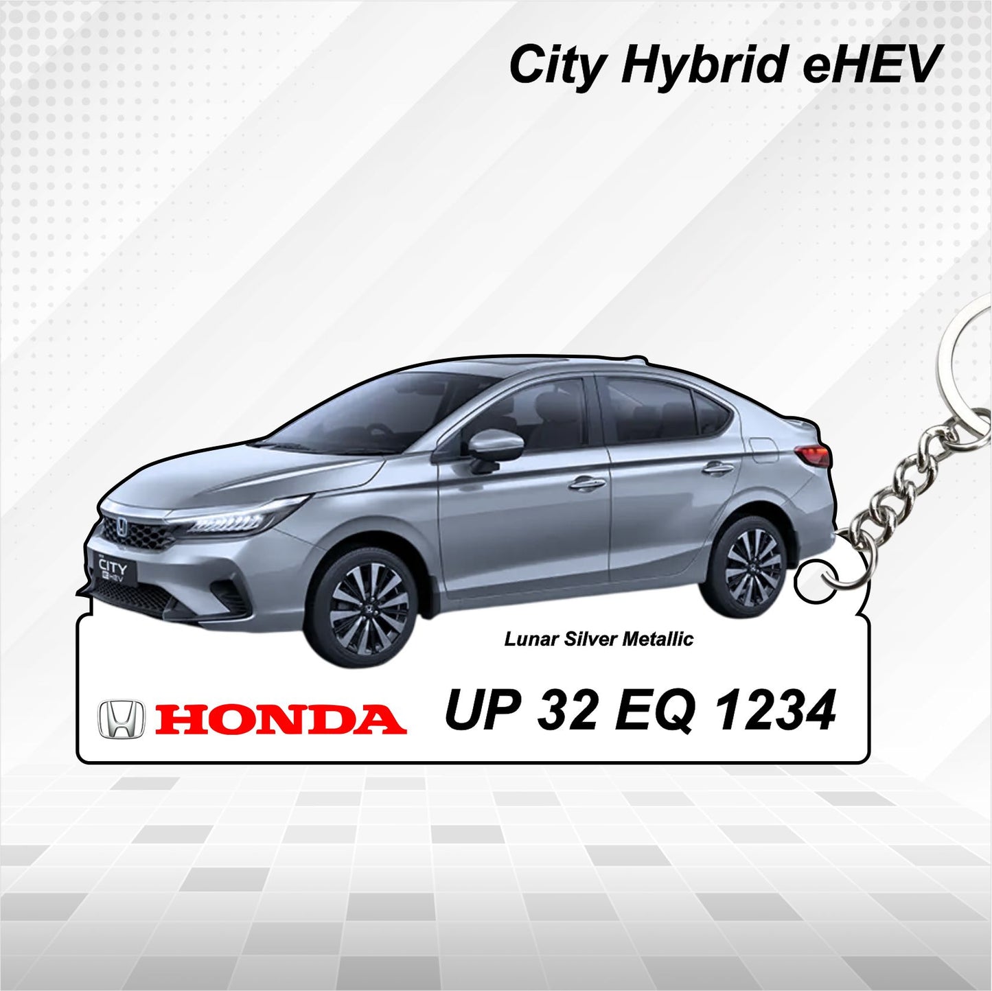 City Hybrid eHEV - Personalized Honda Car Keychain - Wood, Acrylic, Metal Printed