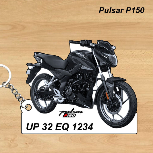 Pulsar P150 - Personalized Bajaj Keychain - Wood, Acrylic, Metal Printed