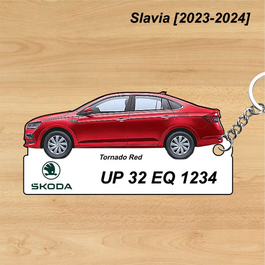 Slavia [2023-2024] - Personalized Skoda Car Keychain - Wood, Acrylic, Metal Printed