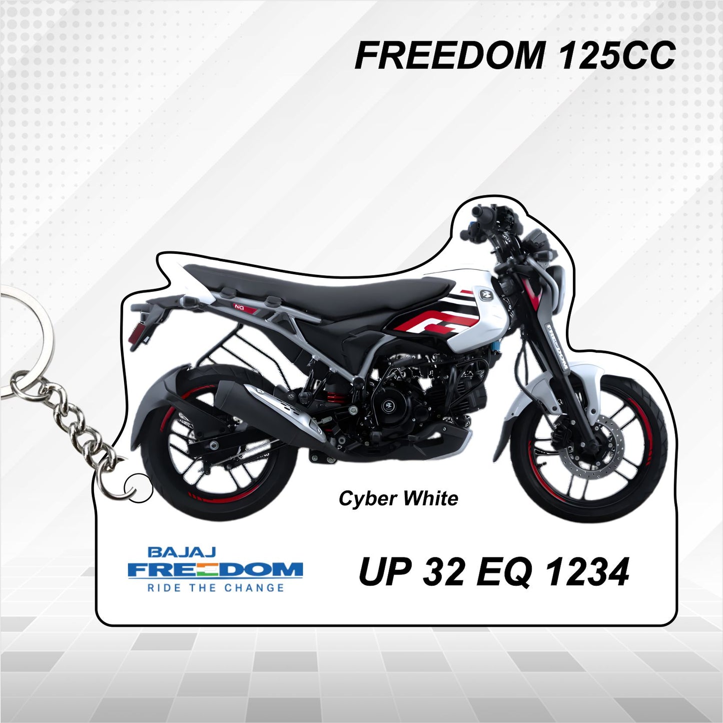 Freedom 125cc - Personalized Bajaj Keychain - Wood, Acrylic, Metal Printed