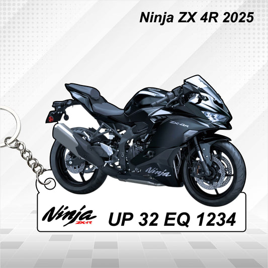 Ninja ZX 4R - 2025 - Personalized Kawasaki Keychain - Wood, Acrylic, Metal Printed
