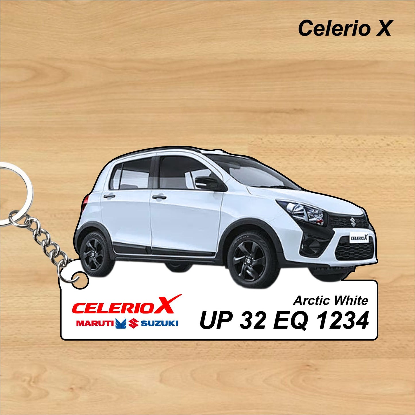 Celerio X - Personalized  Maruti Suzuki Keychain - Wood, Acrylic, Metal Printed