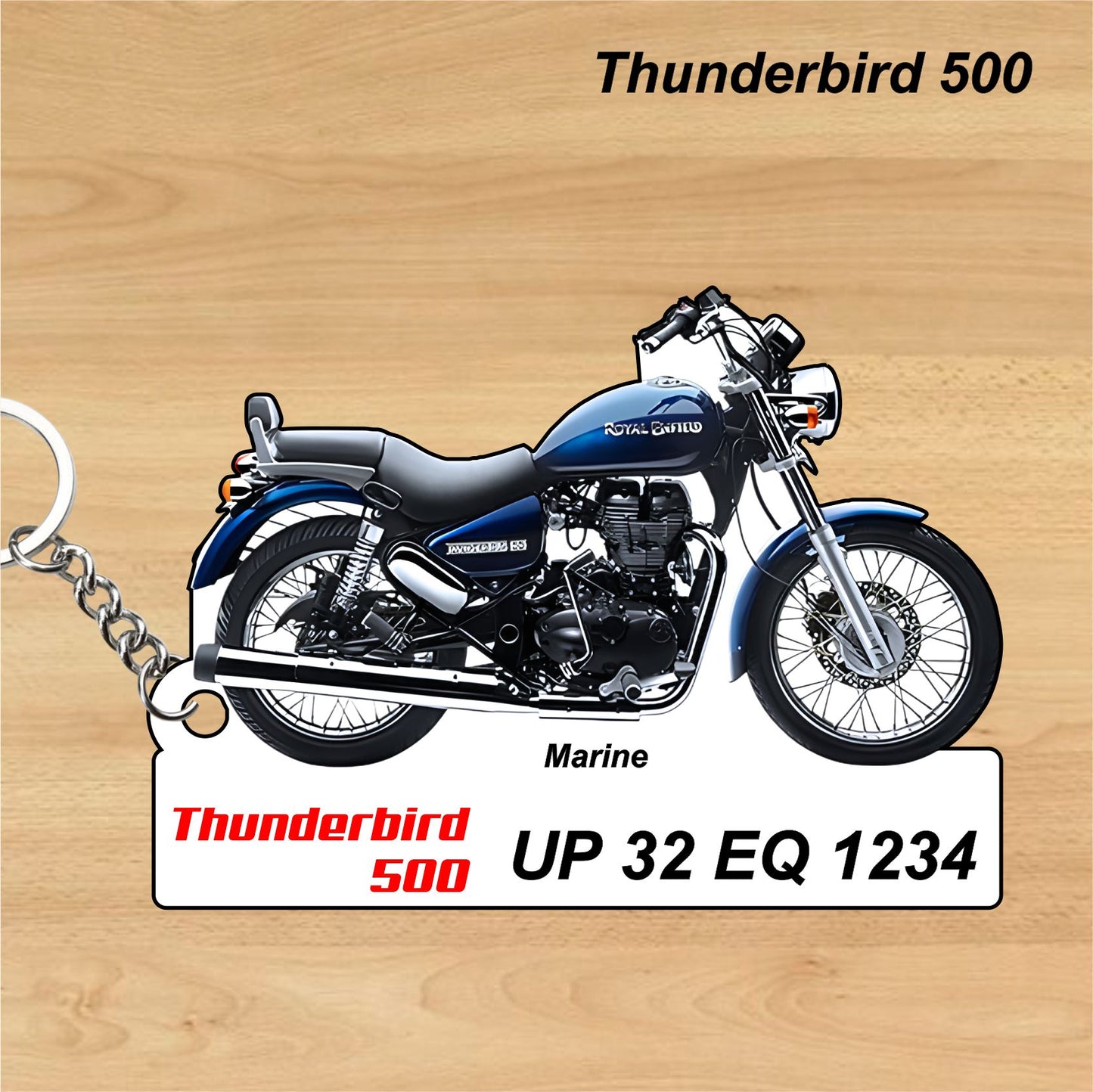 Thunderbird 500 - Personalized Royal Enfield Keychain - Wood, Acrylic, Metal Printed