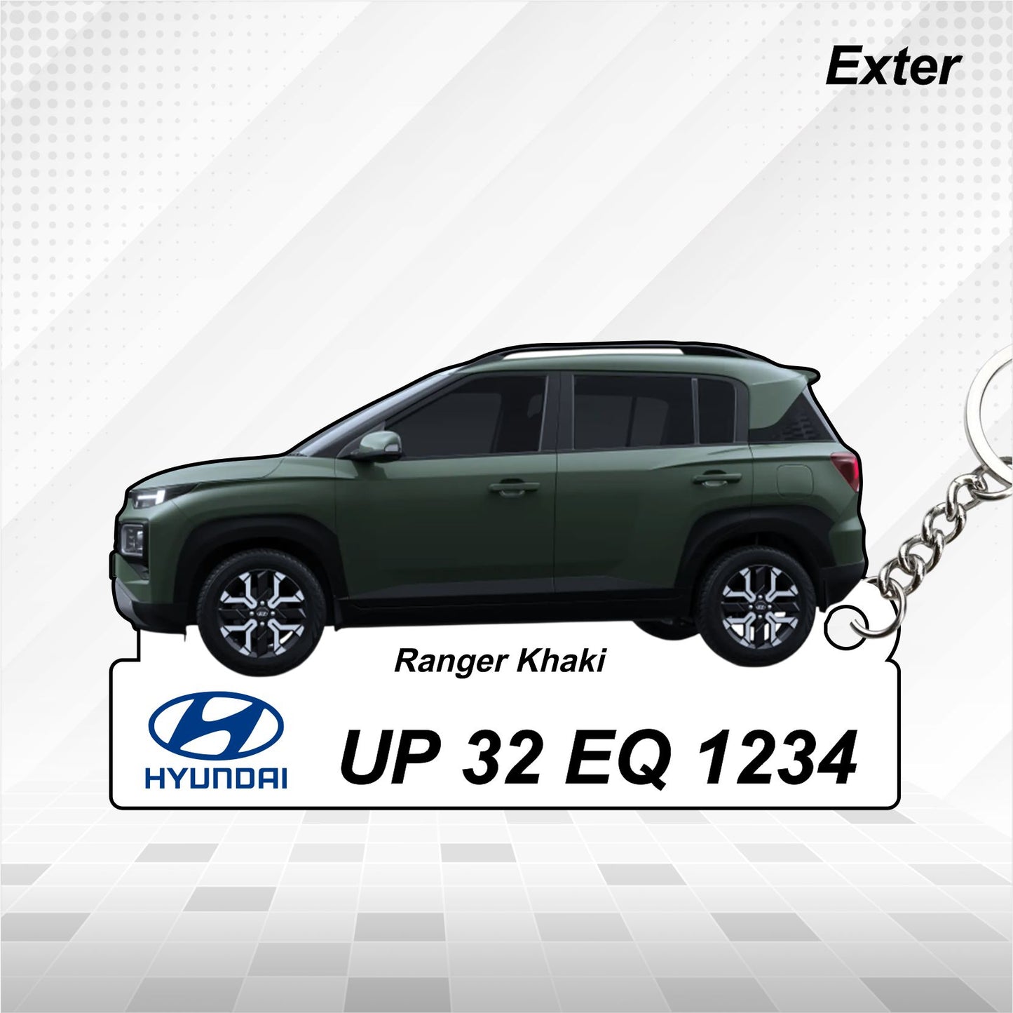 Exter- Personalized Hyundai Car Keychain - Wood, Acrylic, Metal Printed