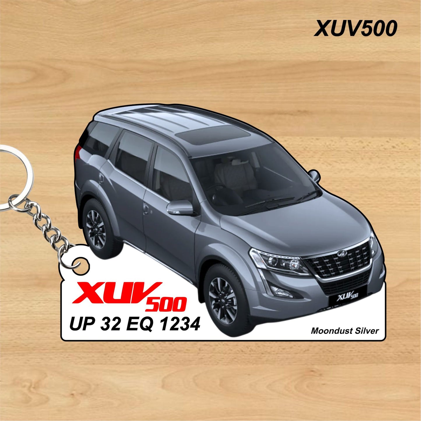 XUV500 - Personalized Mahindra Car Keychain - Wood, Acrylic, Metal Printed