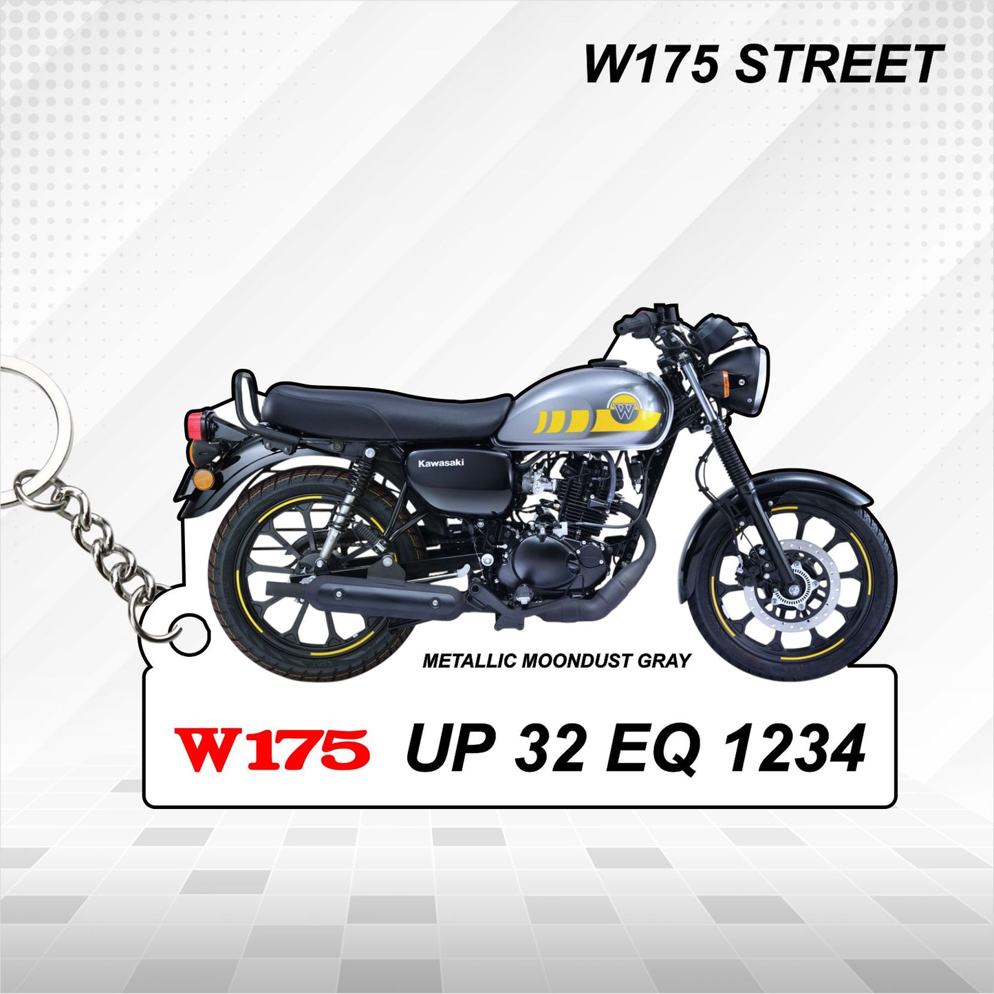 W175 STREET - Personalized Kawasaki Keychain - Wood, Acrylic, Metal Printed