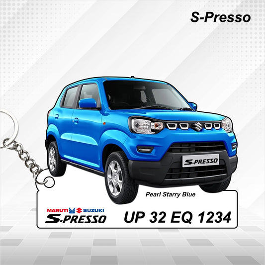 S-Presso - Personalized  Maruti Suzuki Keychain - Wood, Acrylic, Metal Printed