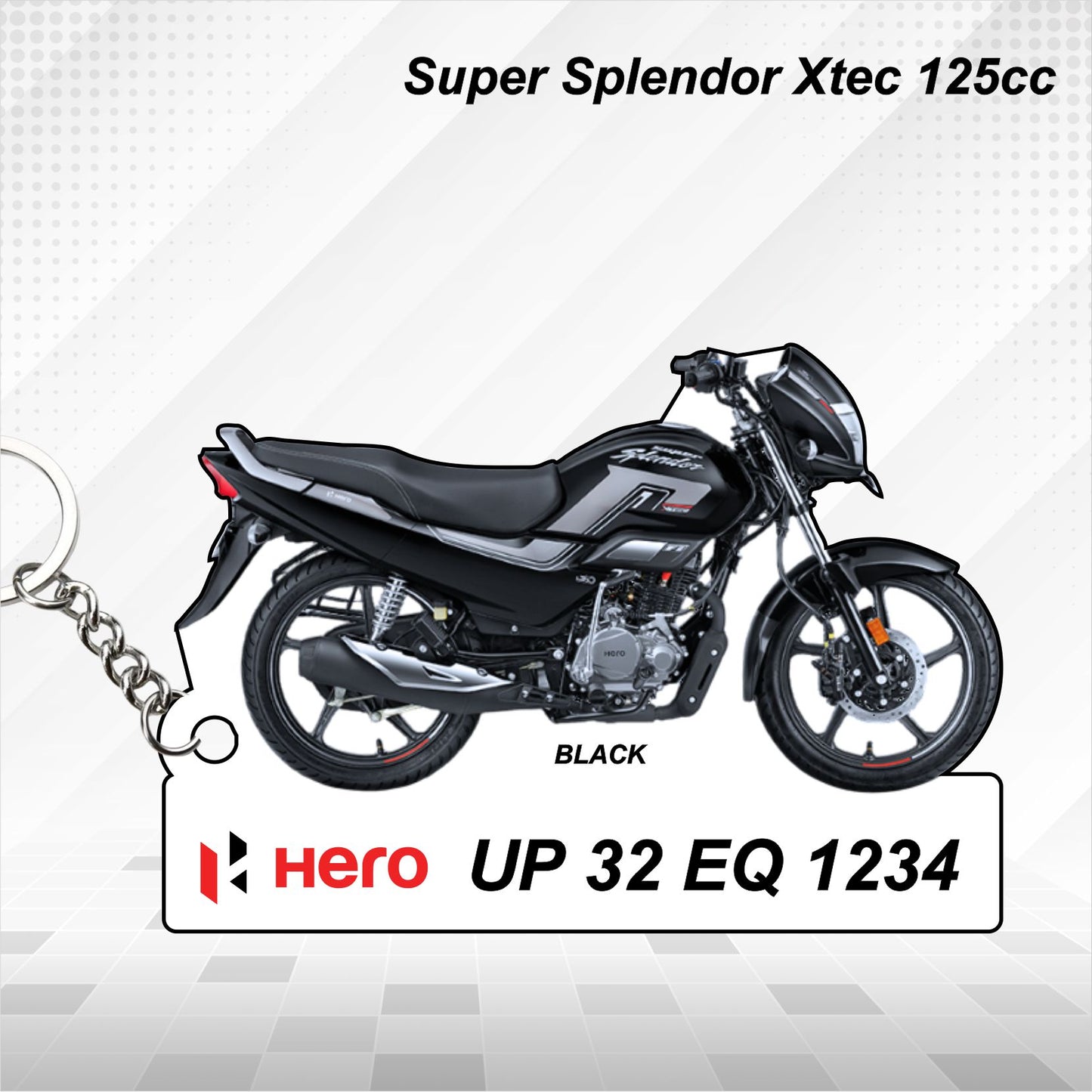 Hero Super Splendor Xtec 125cc - Personalized Hero Keychain - Wood, Acrylic, Metal Printed