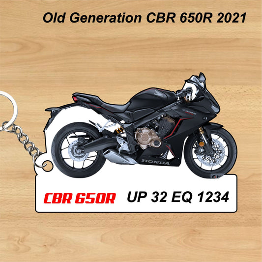 Old Generation CBR 650R 2021  - Personalized Honda Keychain - Wood, Acrylic, Metal Printed