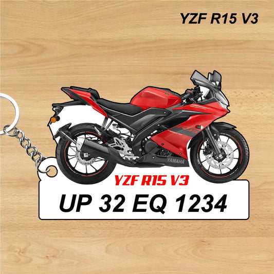 YZF R15 V3 - Personalized Yamaha Keychain - Wood, Acrylic, Metal Printed