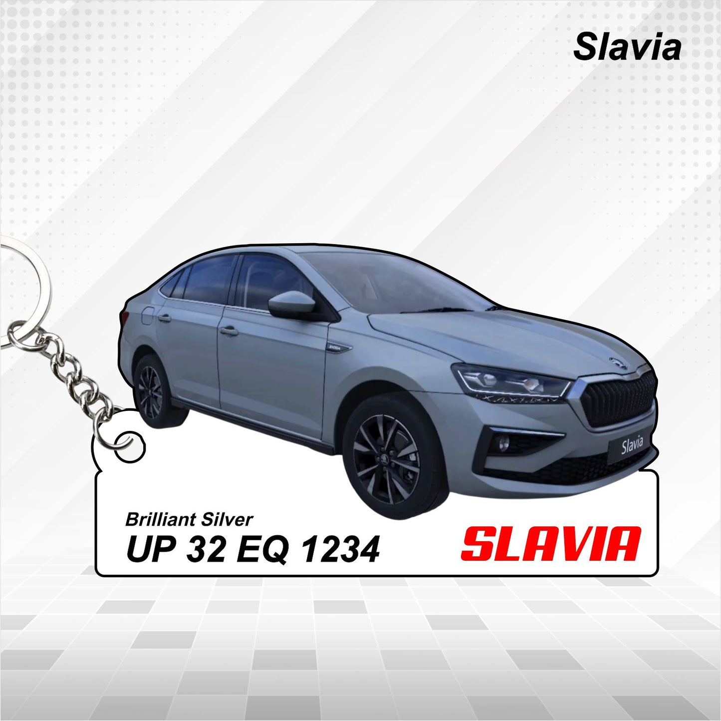 Slavia - Personalized Skoda Car Keychain - Wood, Acrylic, Metal Printed