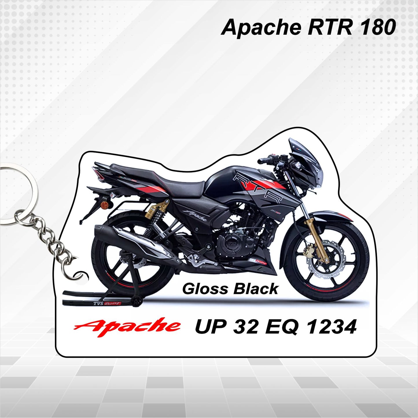 Apache RTR 180 - Personalized TVS Keychain - Wood, Acrylic, Metal Printed