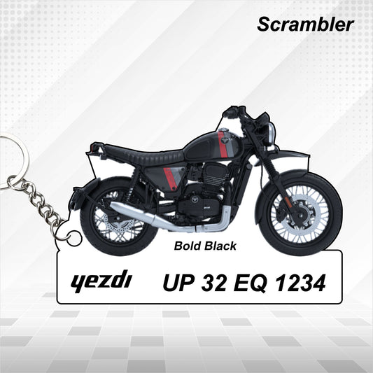 Yezdi Scrambler - Personalized Jawa Keychain - Wood, Acrylic, Metal Printed