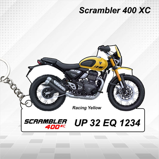 Scrambler 400 XC - Personalized Triumph Keychain - Wood, Acrylic, Metal Printed, Lanyard