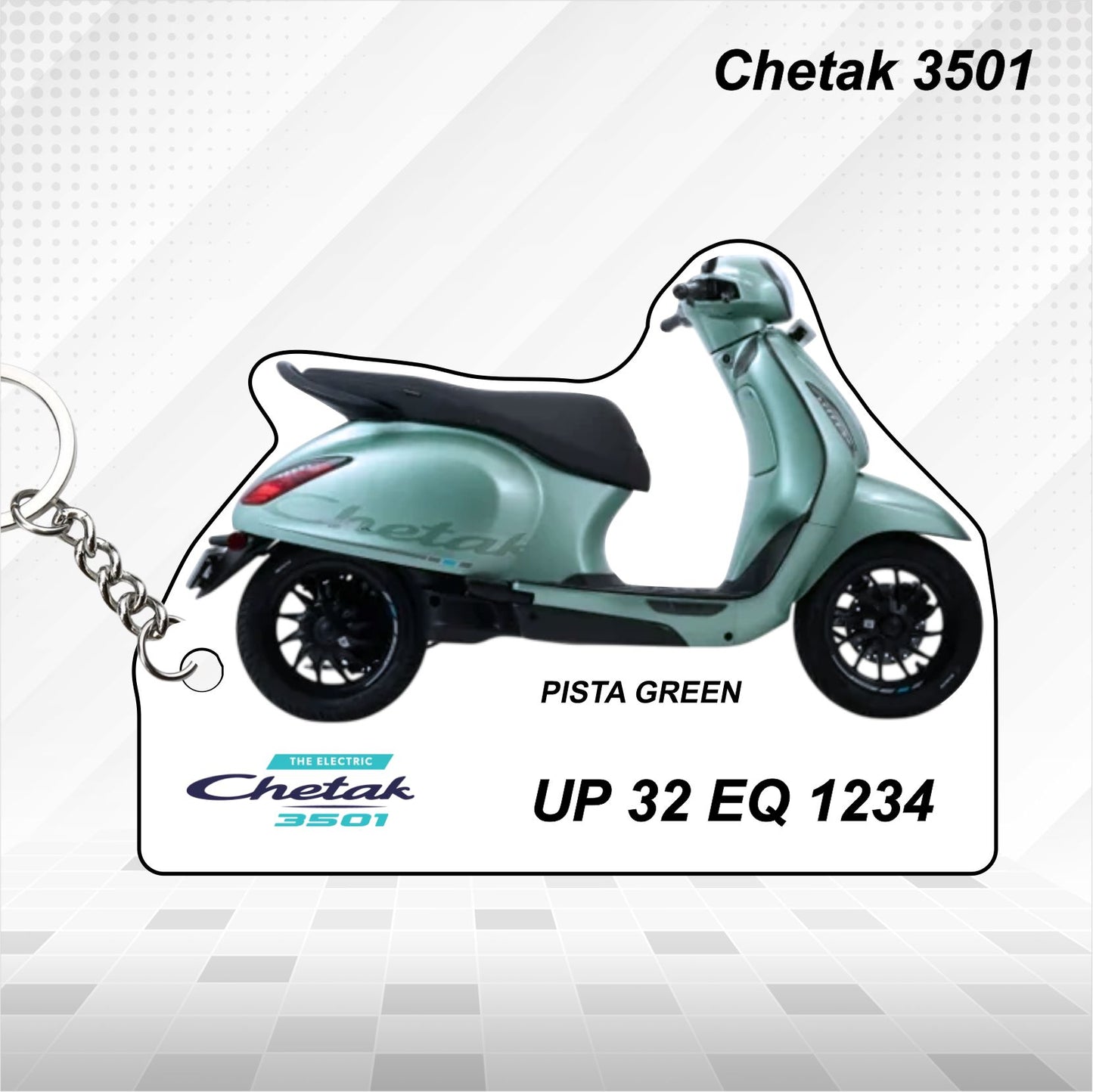 CHETAK 3501 - Personalized Bajaj Scooter Keychain - Wood, Acrylic, Metal Printed