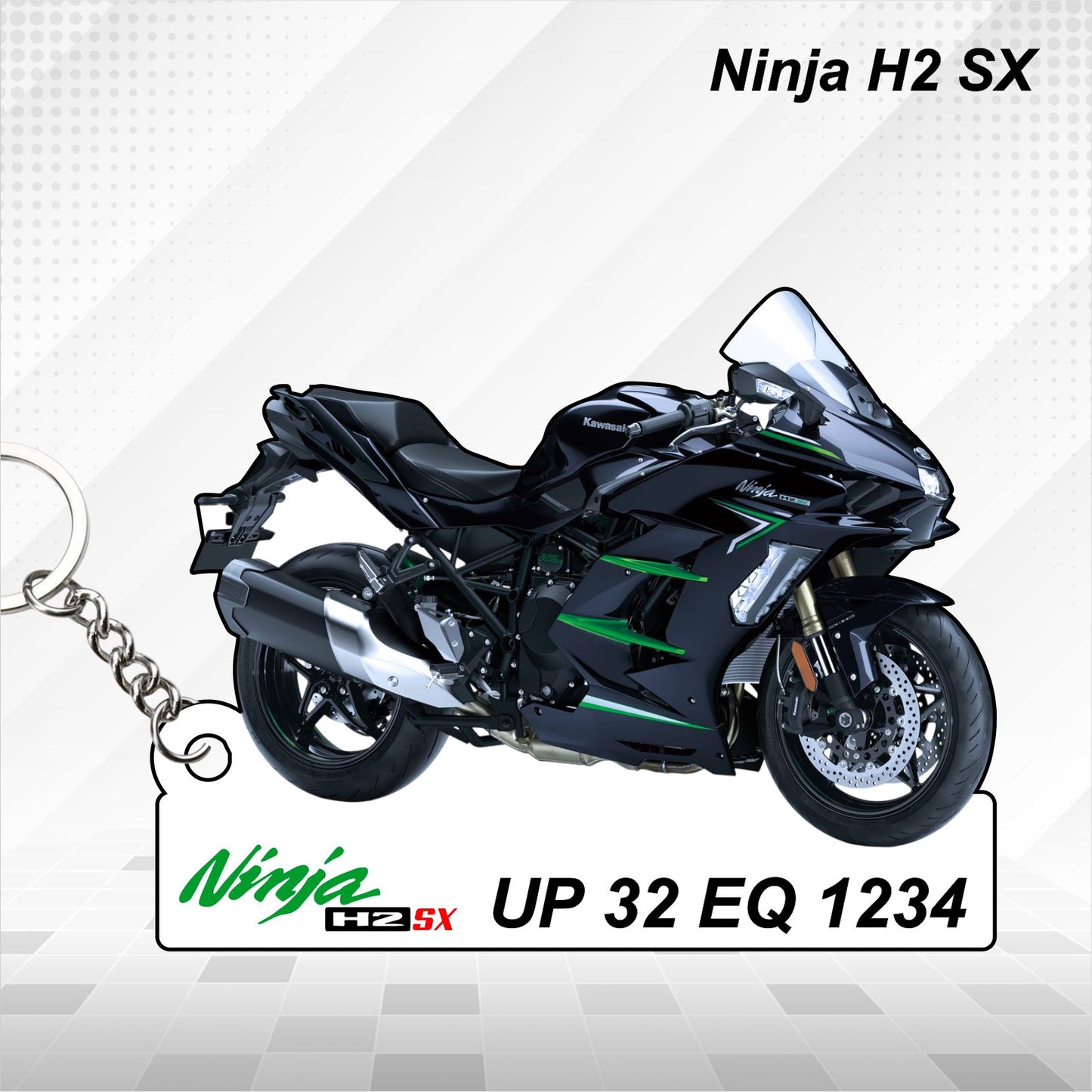Ninja H2 SX - Personalized Kawasaki Keychain - Wood, Acrylic, Metal Printed