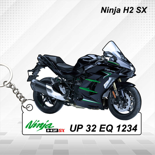 Ninja H2 SX - Personalized Kawasaki Keychain - Wood, Acrylic, Metal Printed