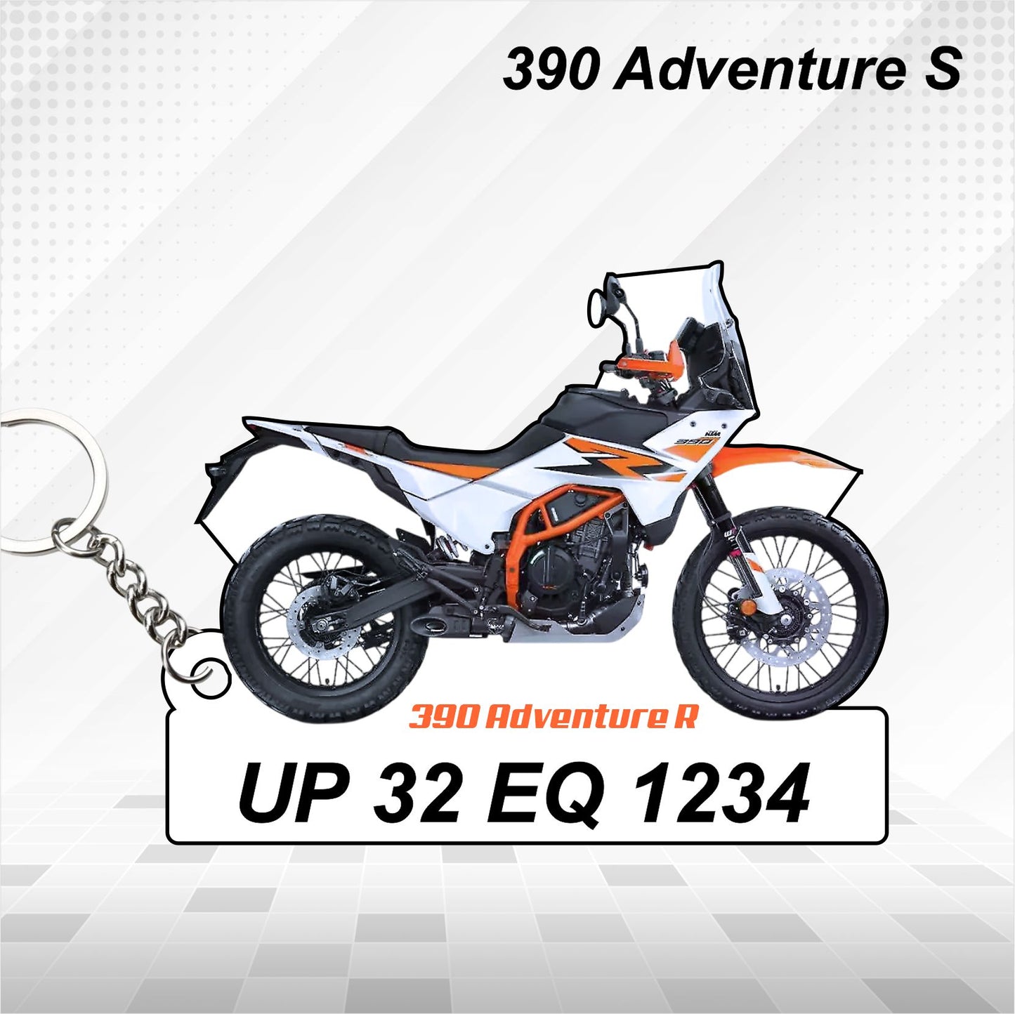 390 Adventure R - Personalized KTM Keychain - Wood, Acrylic, Metal Printed