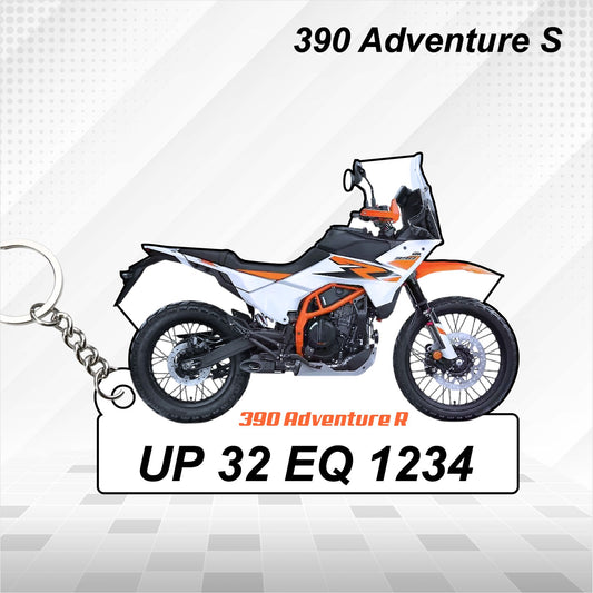 390 Adventure R - Personalized KTM Keychain - Wood, Acrylic, Metal Printed