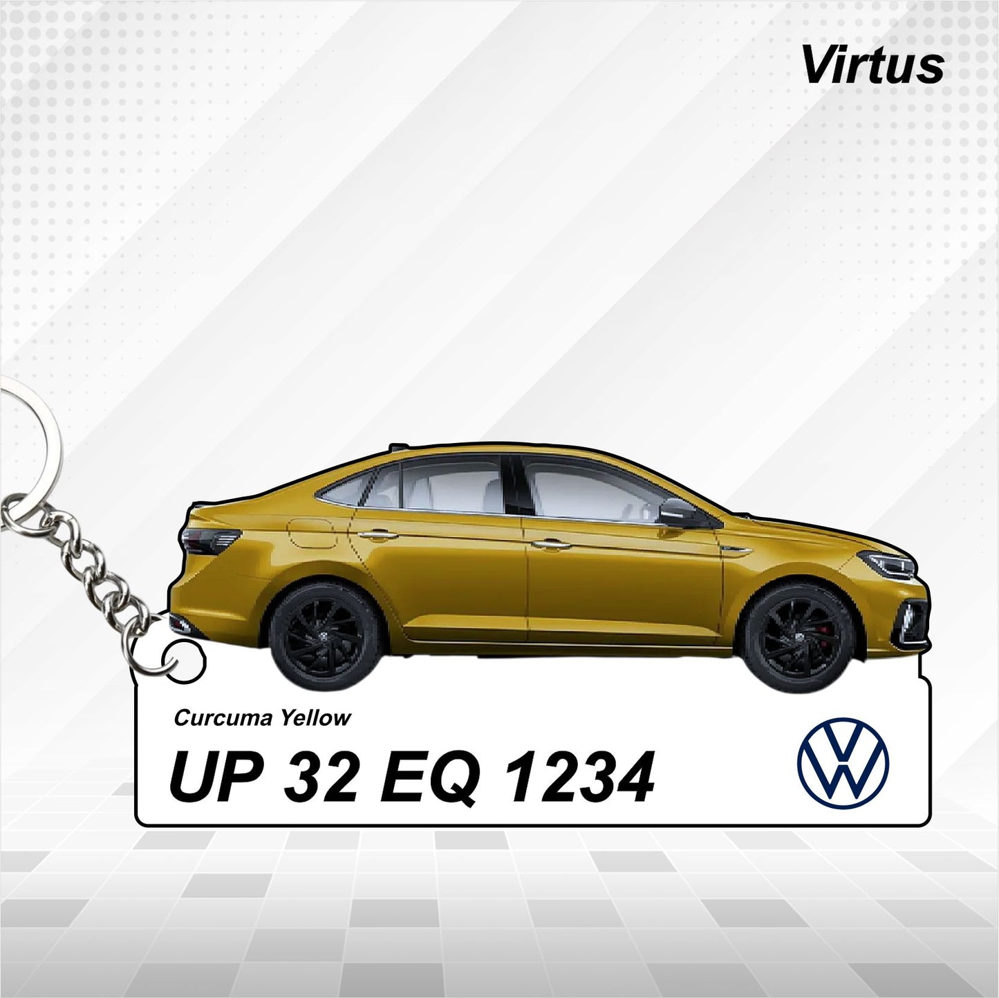 Virtus - Personalized Volkswagen Car Keychain - Wood, Acrylic, Metal Printed
