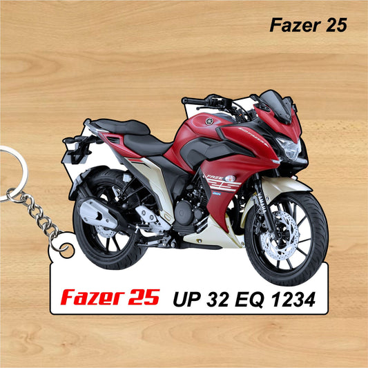 Fazer 25 - Personalized Yamaha Keychain - Wood, Acrylic, Metal Printed