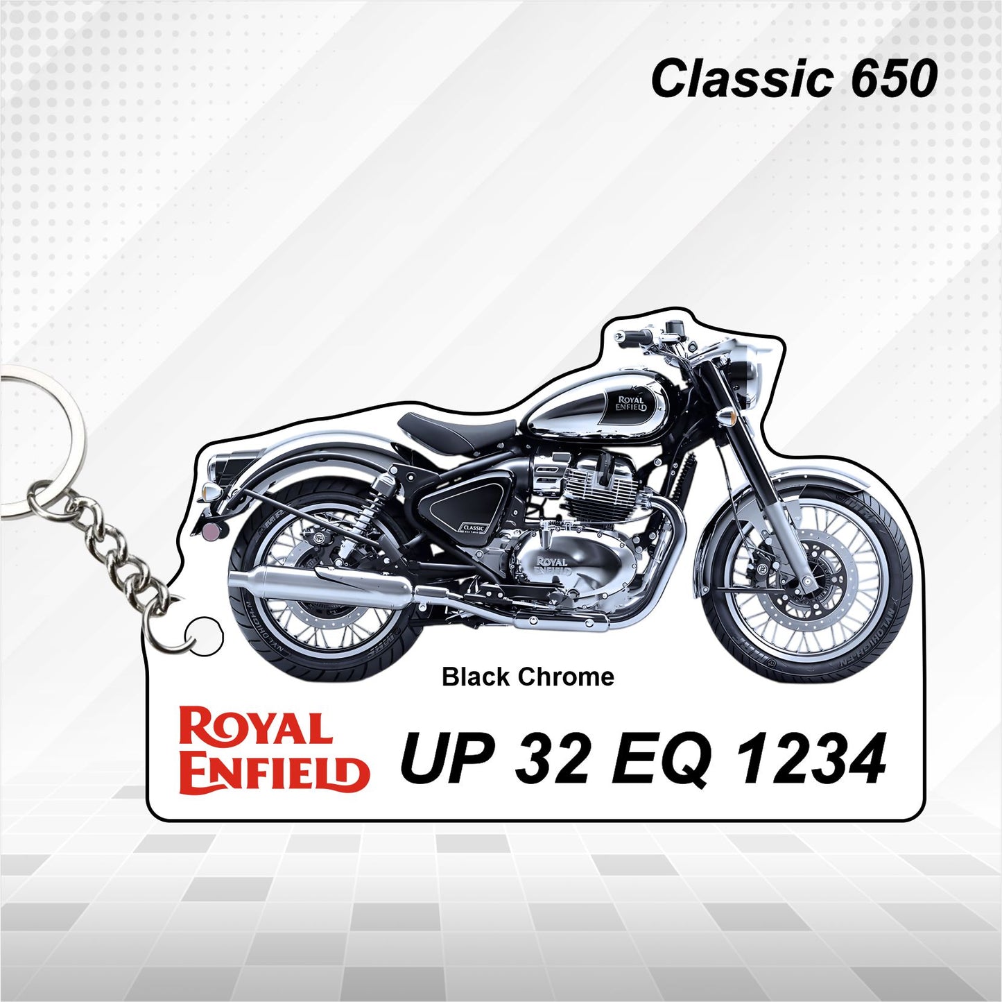 Classic 650 - Personalized Royal Enfield Keychain - Wood, Acrylic, Metal Printed