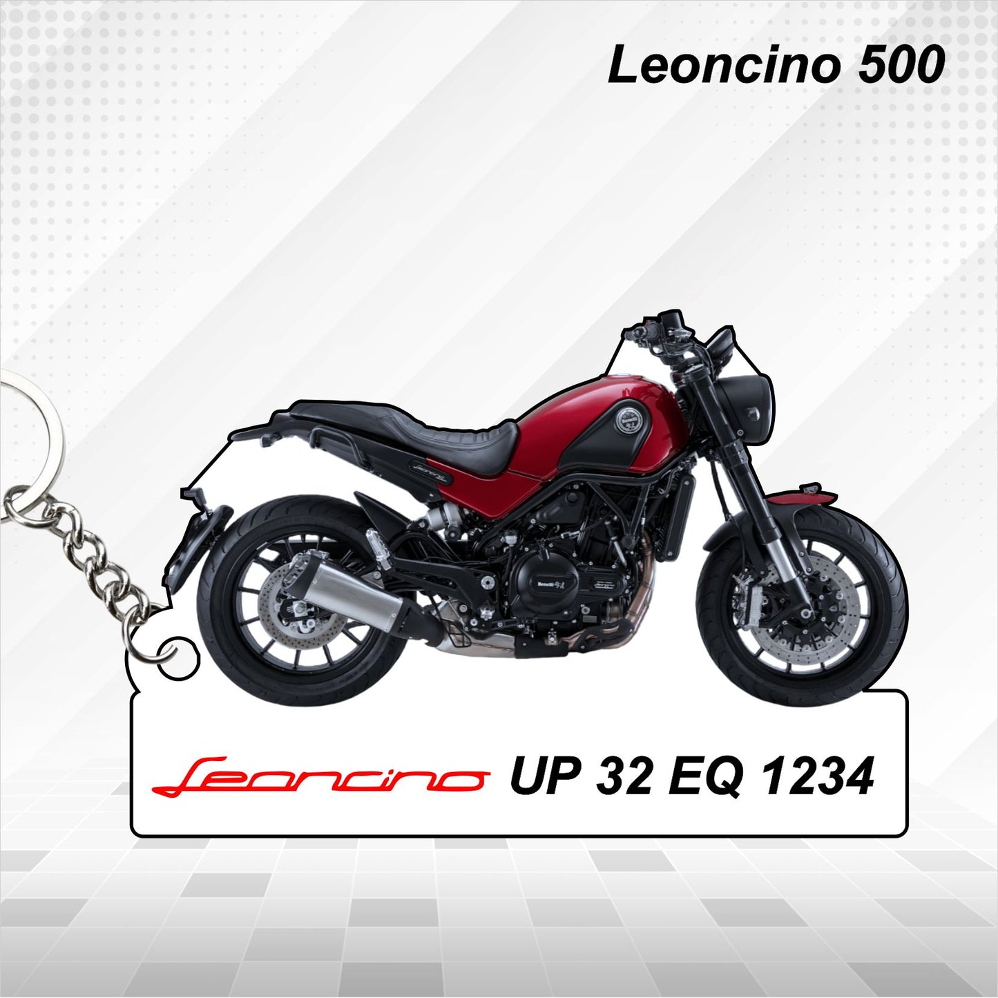 Leoncino 500 - Personalized Benelli Keychain - Wood, Acrylic, Metal Printed, Lanyard