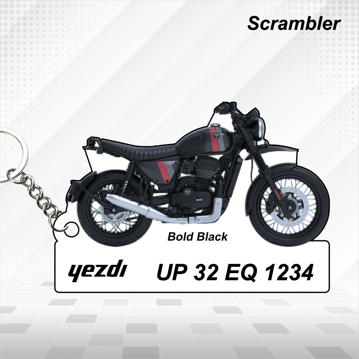 Yezdi Scrambler - Personalized Jawa Keychain - Wood, Acrylic, Metal Printed
