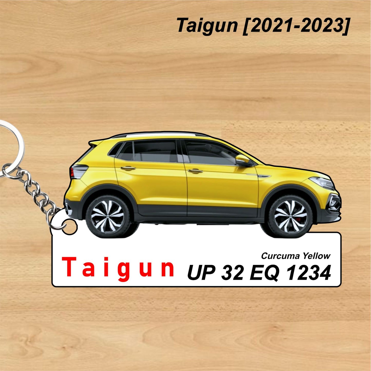 Taigun [2021-2023] - Personalized Volkswagen Car Keychain - Wood, Acrylic, Metal Printed