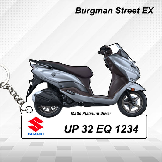 Burgman Street EX - Personalized Suzuki Keychain - Wood, Acrylic, Metal Printed