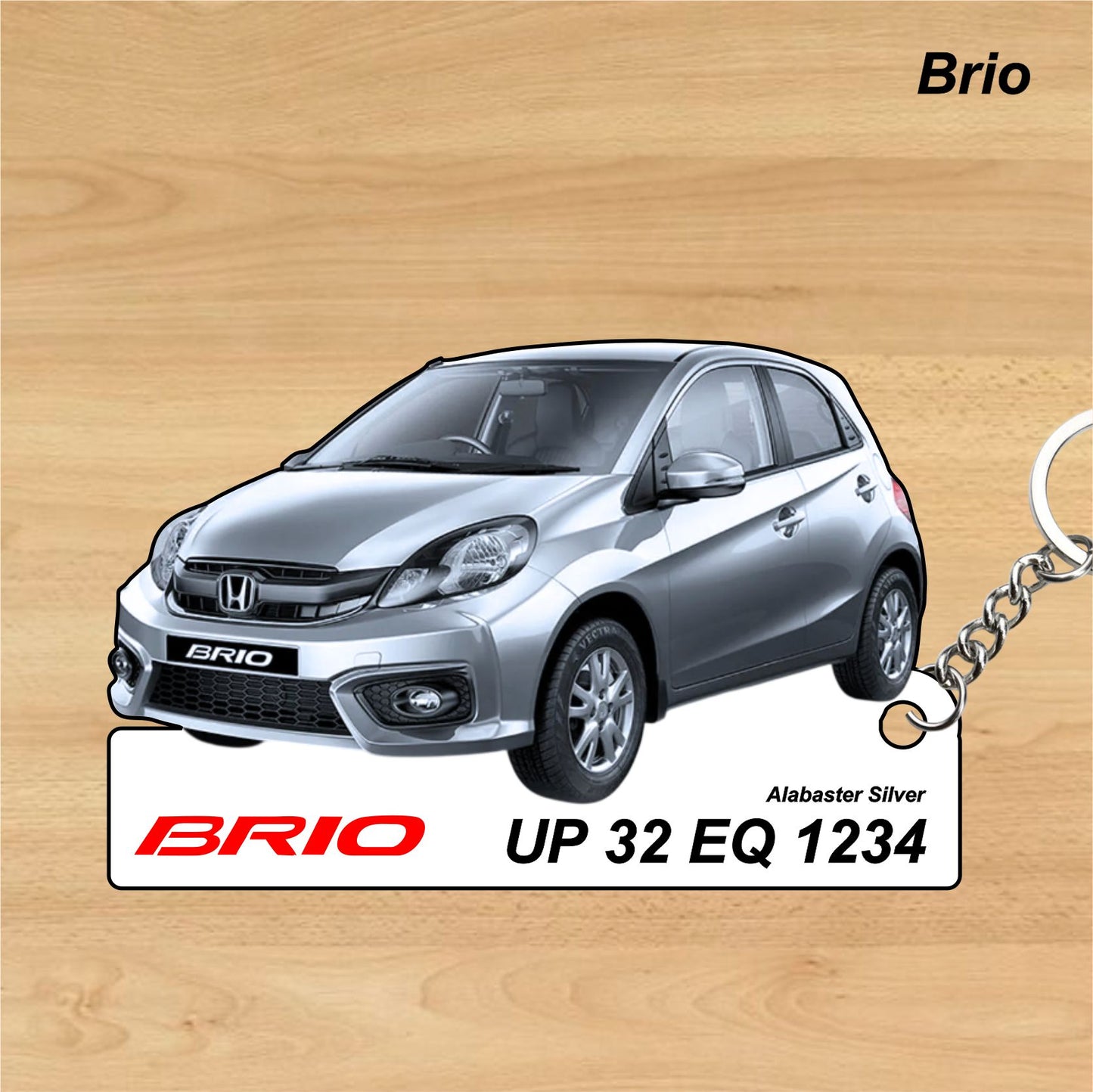 Brio - Personalized Honda Car Keychain - Wood, Acrylic, Metal Printed