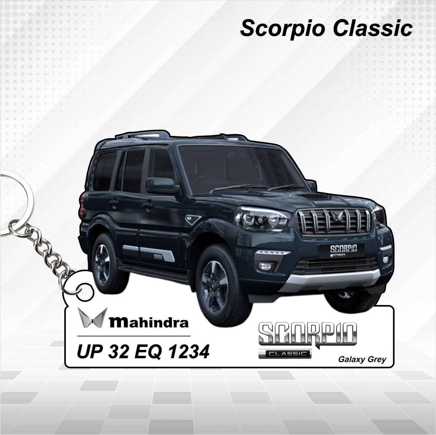 Scorpio Classic - Personalized Mahindra Car Keychain - Wood, Acrylic, Metal Printed