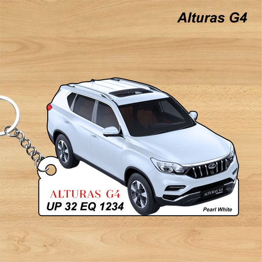 Alturas G4 - Personalized Mahindra Car Keychain - Wood, Acrylic, Metal Printed