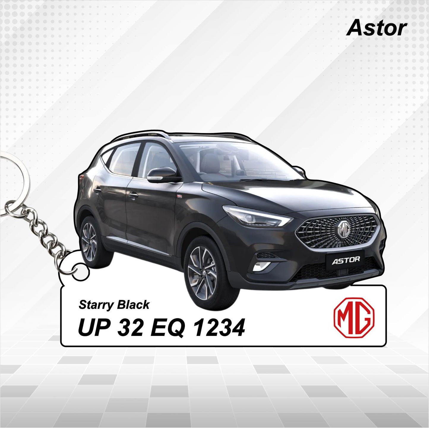 Astor - Personalized MG Car Keychain - Wood, Acrylic, Metal Printed