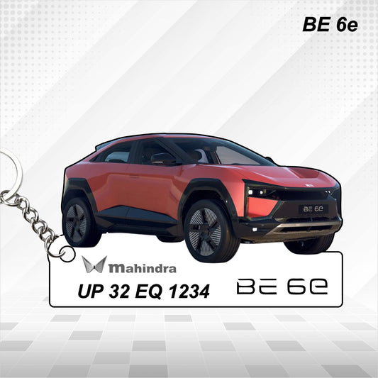 BE 6e - Personalized Mahindra Car Keychain - Wood, Acrylic, Metal Printed