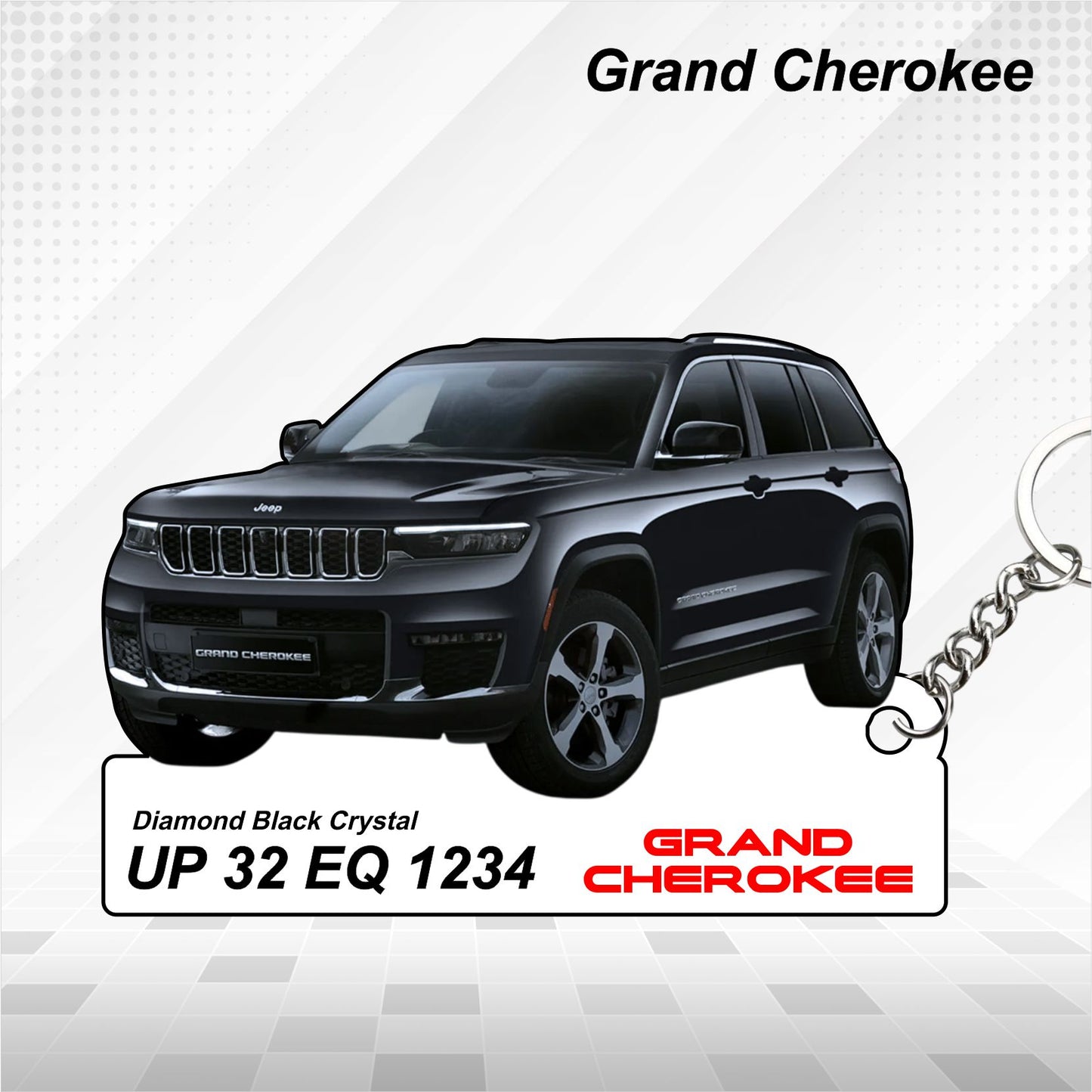 Grand Cherokee - Personalized Jeep Car Keychain - Wood, Acrylic, Metal Printed